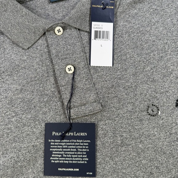 Polo Ralph Lauren Shirt Mens Large Grey Interlock Custom Fit Pony Cotton NEW - Picture 4 of 8